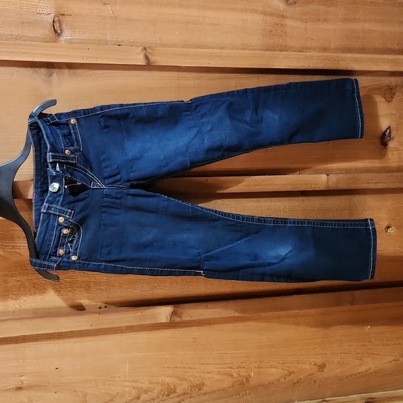 TRUE Religion Capris Dark Wash Stretch Denim Women's 28 Contrast Stitch - Picture 6 of 8